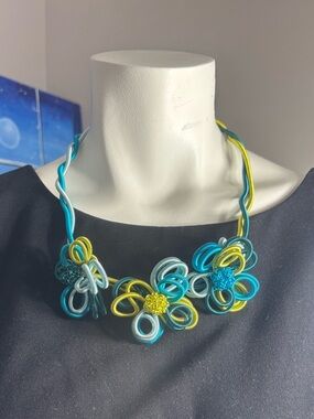 Exquisite Vintage Sandrine Giraud Coil Creation Paris Flower necklace